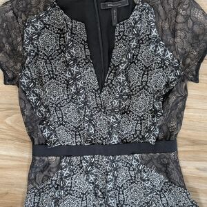 BCBGMaxAzria Black and White Patterned Blouse